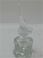 7" Glass Perfume Bottle With Bird Stopper