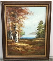 Grady signed landscape oil painting framed