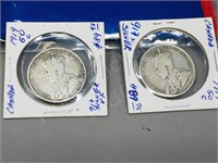 Canada- 1919  2 x 50 cent  silver coins