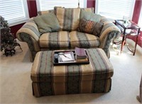 Upholstered Love seat and Matching Ottoman