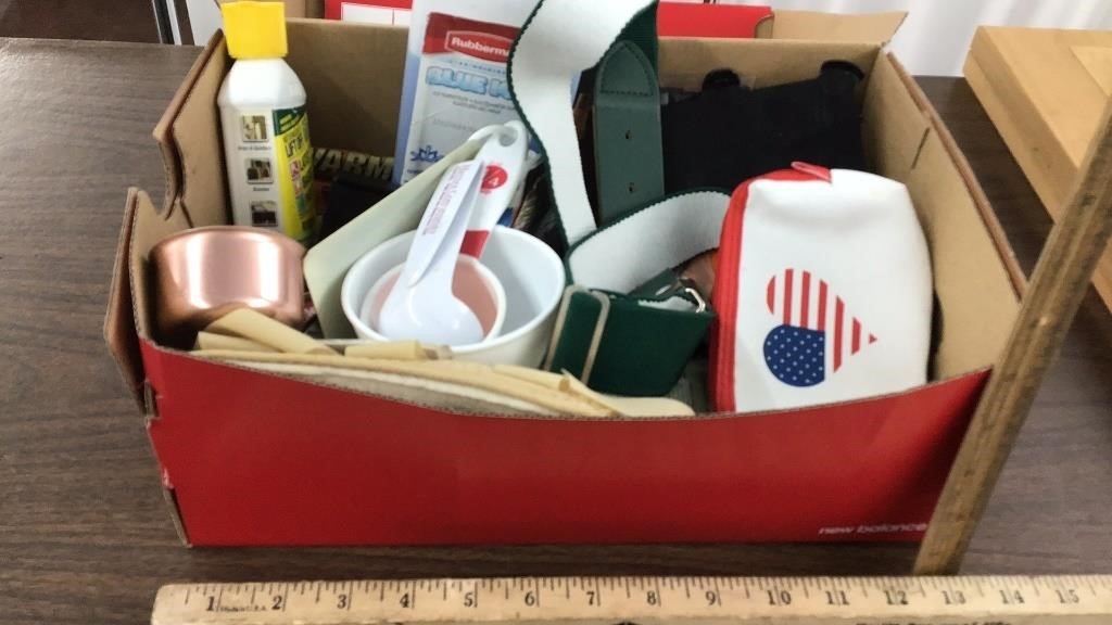 Shoe box of misc items