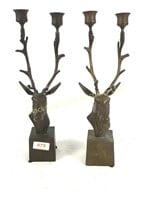 Brass deer candle holders.