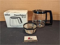 Braun and Cuisinart carafes (new), coffee filter