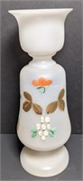 12.5" Antique Bristol Satin Glass Mantle Vase w/