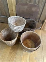 Large Picnic Basket, Wooden Bucket, Wicker