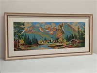 FRAMED NEEDLEPOINT 42" X 23"