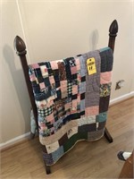 Quilt Rack & Homemade Quilt