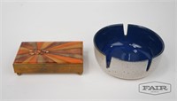 Enamel Box and Pottery Ashtray/Bowl