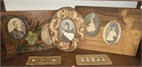 Lot of 5 Pyrography Frames w Antique Photos