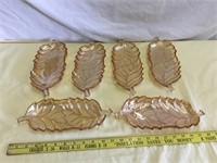 Set of 6 Marigold Glass Leaf Candy Dishes