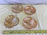 Set 4 Marigold Glass Flower Shape Candy Dishes