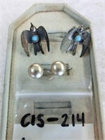 C15-214  two pair screw on sterling earrings 8.1g