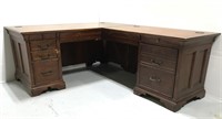 Large executive L-shape dark wood desk