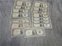 15 $1 Siver Certificates all 1957