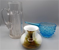 Vintage Art Glass Vase, Empoli Bowl, Tall Mug