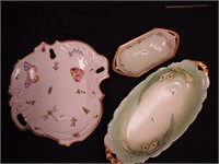 Three pieces of decorative china: 11" unusual-