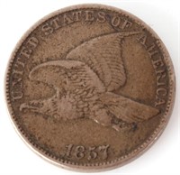1857 FLYING EAGLE ONE CENT COIN - VERY FINE