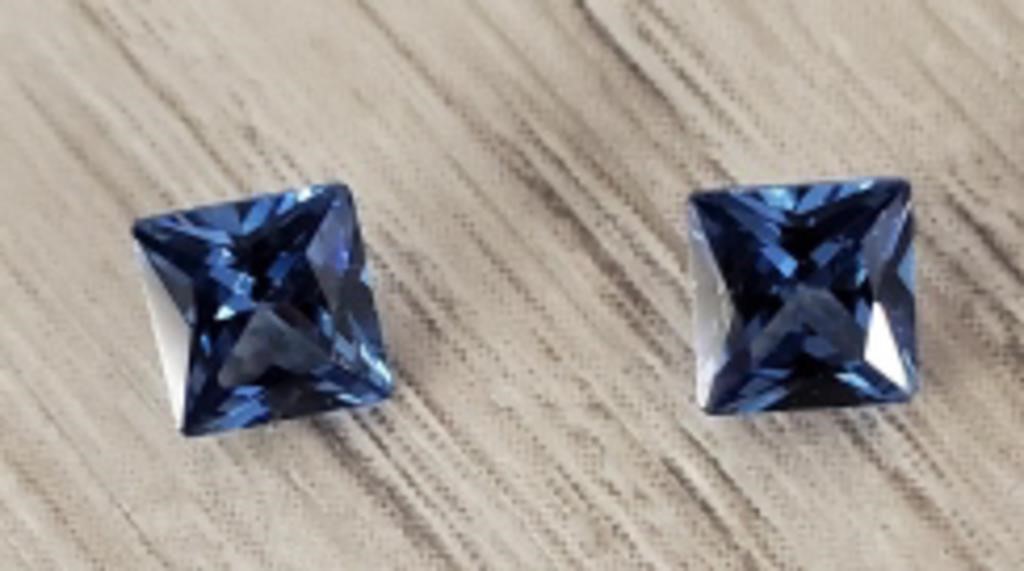 Blue Sapphire Square Cut Faceted Gemstones