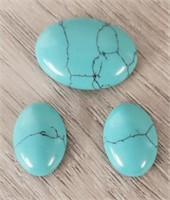 Set of 3 Turquoise Gemstones Cabochon
