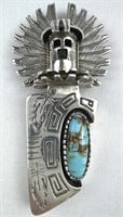 925 Silver Turquoise Native Totem Pin/Pendant