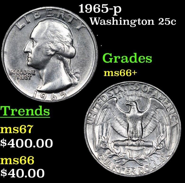 1965-p Washington Quarter 25c Grades GEM++ Unc