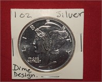 1oz Silver Mercury Design Round .999