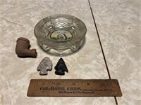 Clay Pipe, 2-Arrowheads, Chillicothe Ashtray