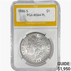 1886-S Morgan Silver Dollar PGA MS64 PL
