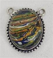 Rainbow Calsilica & .925 silver pendant