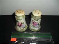 Green with white flowers Salt and Pepper Shakers