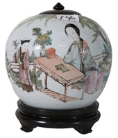 QING CHINESE FAMILLE VERTE PORCELAIN MELON JAR