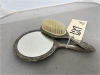 2 Ladies' Dresser Items Hand Mirror & Brush