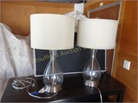 2 Bubbled Glass Lamps 27"T