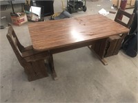 TRESTLE TABLE WITH 2 CHAIRS