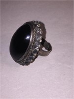 STERLING BLACK ONYX POISON RING MEXICO