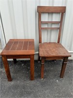 High back dining chair and side table 16" x 18" x