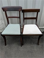 Two vintage dining chairs(one is numbered) 17"W x