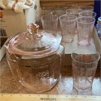 Anchor Hocking Princess Prink Glass Jar &