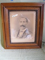 CIRCA 1890 OAK FRAME WITH PENCIL SKETCH 25 BY 29