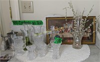 Glass Baskets, Toothpicks, Button And Daisy Vase,