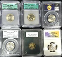 (5) Graded Quarters & (1) Nickel in Cases