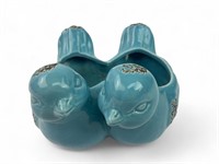 Ceramic Blue Birds Planter 4.25'H