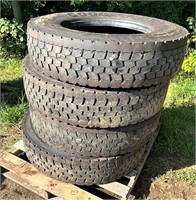 (4) Used Goodyear G182 11R22.5 Truck Tires