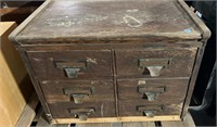 6 Drawer Oak File Cabinet. Requires repair. 23"