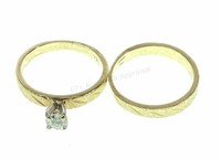 14k Yellow Gold & Diamond Wedding Ring Set