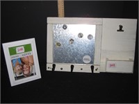 Lovely Magnetic Board with Hooks and Picture Frame
