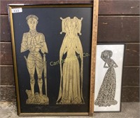 PAIR OF FRAMED ENGLISH BRASS RUBBINGS
