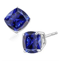 6MM Cushion Cut Lab Tanzanite 2CTW Stud Earrings i