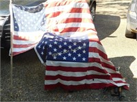 Flags and Flag Pole Lot of 3- 2 are 3'x5'