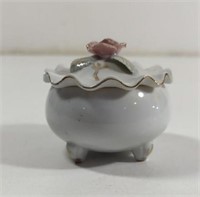 Vintage Porcelain Rose Gold Trim Vanity Footed